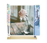 Figured'Art Peinture par Numéro Adulte Fleur Blanche - Activité Manuelle Kit de Loisir Créatif DIY Numéro d'Art Complet - 40x50cm avec châssis en bois à monter