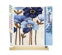 Figured'Art Peinture par Numéro Adulte Fleurs Bleues - Activité Manuelle Kit de Loisir Créatif DIY Numéro d'Art Complet - 40x50cm avec châssis en bois à monter