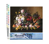 Figured'Art Peinture par Numéro Adulte Fleurs et Fruits - Severin Roesen - Activité Manuelle Kit de Loisir Créatif DIY Numéro d'Art Complet - 40x50cm sans châssis en bois