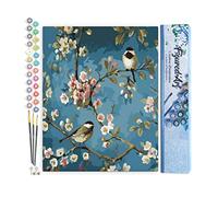 Figured'Art Peinture par Numéro Adulte Fleurs et Oiseaux - Activité Manuelle Kit de Loisir Créatif DIY Numéro d'Art Complet - 40x50cm sans châssis en bois