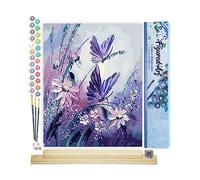 Figured'Art Peinture par Numéro Adulte Fleurs et Papillons - Activité Manuelle Kit de Loisir Créatif DIY Numéro d'Art Complet - 40x50cm avec châssis en bois à monter
