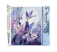 Figured'Art Peinture par Numéro Adulte Fleurs et Papillons - Activité Manuelle Kit de Loisir Créatif DIY Numéro d'Art Complet - 40x50cm sans châssis en bois