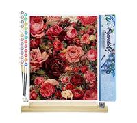 Figured'Art Peinture par Numéro Adulte Fleurs Romantiques - Activité Manuelle Kit de Loisir Créatif DIY Numéro d'Art Complet - 40x50cm avec châssis en bois à monter