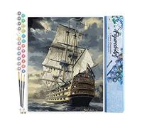 Figured'Art Peinture par Numéro Adulte Galion Océan - Activité Manuelle Kit de Loisir Créatif DIY Numéro d'art Complet - 40x50cm sans châssis en Bois