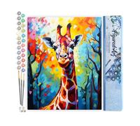 Figured'Art Peinture par Numéro Adulte Girafe Colorée Abstraite - Activité Manuelle Kit de Loisir Créatif DIY Numéro d'Art Complet Animaux - 40x50cm sans châssis en bois