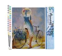 Figured'Art Peinture par Numéro Adulte Jeune femme à bicyclette - Activité Manuelle Kit de Loisir Créatif DIY Numéro d'Art Complet - 40x50cm sans châssis en bois