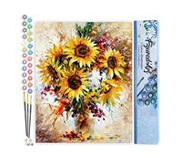 Figured'Art Peinture par Numéro Adulte Jolis Tournesols - Activité Manuelle Kit de Loisir Créatif DIY Numéro d'Art Complet - 40x50cm sans châssis en bois