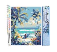 Figured'Art Peinture par Numéro Adulte Journée ensoleillée à la plage - Activité Manuelle Kit de Loisir Créatif DIY Numéro d'Art Complet - 40x50cm sans châssis en bois