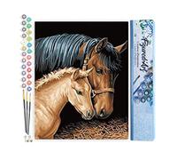 Figured'Art Peinture par Numéro Adulte Jument et son Petit - Activité Manuelle Kit de Loisir Créatif DIY Numéro d'Art Complet - 40x50cm sans châssis en bois