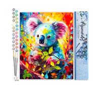 Figured'Art Peinture par Numéro Adulte Koala Coloré Abstrait - Activité Manuelle Kit de Loisir Créatif DIY Numéro d'Art Complet Animaux - 40x50cm sans châssis en bois