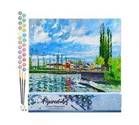 Figured'Art Peinture par Numéro Adulte L´Ecluse à Pontoise - Camille Pissarro - Activité Manuelle Kit de Loisir Créatif DIY Numéro d'Art Complet - 40x50cm sans châssis en bois