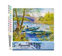 Figured'Art Peinture par Numéro Adulte La pêche au Printemps Pont de Clichy - Van Gogh - Activité Manuelle Kit de Loisir Créatif DIY Numéro d'Art Complet - 40x50cm sans châssis en bois