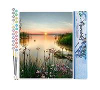 Figured'Art Peinture par Numéro Adulte Lac paisible - Activité Manuelle Kit de Loisir Créatif DIY Numéro d'art Complet - 40x50cm sans châssis en Bois