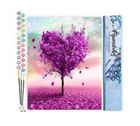 Figured'Art Peinture par Numéro Adulte l'arbre Coeur - Activité Manuelle Kit de Loisir Créatif DIY Numéro d'Art Complet - 40x50cm sans châssis en bois