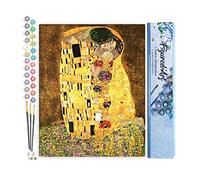 Figured'Art Peinture par Numéro Adulte Le baiser Klimt - Activité Manuelle Kit de Loisir Créatif DIY Numéro d'Art Complet - 40x50cm sans châssis en bois