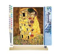 Figured'Art Peinture par Numéro Adulte Le Baiser Klimt - Activité Manuelle Kit de Loisir Créatif DIY Numéro d'Art Complet - 40x50cm avec châssis en bois à monter