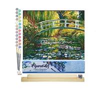 Figured'Art Peinture par Numéro Adulte Le Bassin aux nymphéas - Activité Manuelle Kit de Loisir Créatif DIY Numéro d'Art Complet - 40x50cm avec châssis en bois à monter