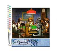Figured'Art Peinture par Numéro Adulte Les Chiens jouent au Poker - Activité Manuelle Kit de Loisir Créatif DIY Numéro d'Art Complet - 40x50cm sans châssis en bois