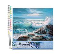 Figured'Art Peinture par Numéro Adulte Les Vagues - Activité Manuelle Kit de Loisir Créatif DIY Numéro d'art Complet - 40x50cm sans châssis en Bois