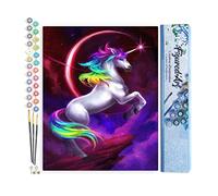 Figured'Art Peinture par Numéro Adulte Licorne colorée - Activité Manuelle Kit de Loisir Créatif DIY Numéro d'Art Complet - 40x50cm sans châssis en bois