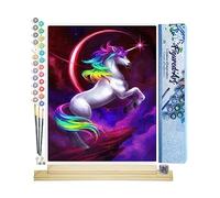 Figured'Art Peinture par Numéro Adulte Licorne colorée - Activité Manuelle Kit de Loisir Créatif DIY Numéro d'Art Complet - 40x50cm avec châssis en bois à monter
