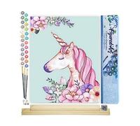 Figured'Art Peinture par Numéro Adulte Licorne rose - Activité Manuelle Kit de Loisir Créatif DIY Numéro d'Art Complet - 40x50cm avec châssis en bois à monter