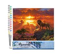 Figured'Art Peinture par Numéro Adulte Lion au coucher de soleil - Activité Manuelle Kit de Loisir Créatif DIY Numéro d'Art Complet - 40x50cm sans châssis en bois