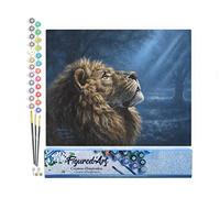 Figured'Art Peinture par Numéro Adulte Lion dans la pénombre - Activité Manuelle Kit de Loisir Créatif DIY Numéro d'Art Complet - 40x50cm sans châssis en bois