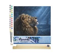 Figured'Art Peinture par Numéro Adulte Lion dans la pénombre - Activité Manuelle Kit de Loisir Créatif DIY Numéro d'Art Complet - 40x50cm avec châssis en bois à monter