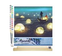 Figured'Art Peinture par Numéro Adulte Lumières sur le Lac - Activité Manuelle Kit de Loisir Créatif DIY Numéro d'Art Complet - 40x50cm avec châssis en bois à monter