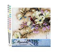 Figured'Art Peinture par Numéro Adulte Magnolias en Fleurs - Activité Manuelle Kit de Loisir Créatif DIY Numéro d'Art Complet - 40x50cm sans châssis en bois