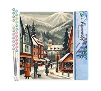 Figured'Art Peinture par Numéro Adulte Marché de Noël dans la Vallée - Activité Manuelle Kit de Loisir Créatif DIY Numéro d'Art Complet - 40x50cm sans châssis en bois