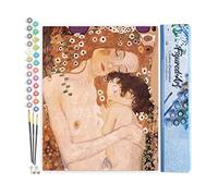 Figured'Art Peinture par Numéro Adulte Mère et Enfant de Klimt - Activité Manuelle Kit de Loisir Créatif DIY Numéro d'Art Complet - 40x50cm sans châssis en bois