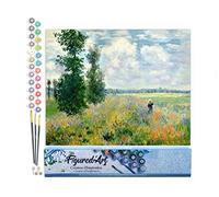 Figured'Art Peinture par Numéro Adulte Monet Champ de coquelicots - Activité Manuelle Kit de Loisir Créatif DIY Numéro d'Art Complet - 40x50cm sans châssis en bois