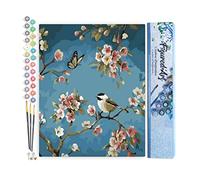 Figured'Art Peinture par Numéro Adulte Oiseau et Papillon - Activité Manuelle Kit de Loisir Créatif DIY Numéro d'Art Complet - 40x50cm sans châssis en bois