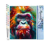Figured'Art Peinture par Numéro Adulte Orang-outan Coloré Abstrait - Activité Manuelle Kit de Loisir Créatif DIY Numéro d'Art Complet Animaux - 40x50cm sans châssis en bois