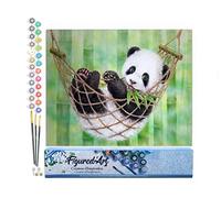 Figured'Art Peinture par Numéro Adulte Panda dans son Hamac - Activité Manuelle Kit de Loisir Créatif DIY Numéro d'Art Complet - 40x50cm sans châssis en bois