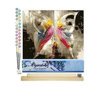 Figured'Art Peinture par Numéro Adulte Papillon Abstrait Coloré - Activité Manuelle Kit de Loisir Créatif DIY Numéro d'Art Complet - 40x50cm avec châssis en bois à monter