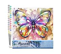 Figured'Art Peinture par Numéro Adulte Papillon coloré - Activité Manuelle Kit de Loisir Créatif DIY Numéro d'Art Complet - 40x50cm sans châssis en bois