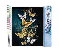 Figured'Art Peinture par Numéro Adulte Papillons féériques - Activité Manuelle Kit de Loisir Créatif DIY Numéro d'Art Complet - 40x50cm sans châssis en bois