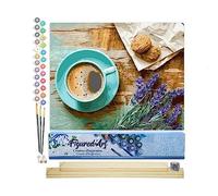 Figured'Art Peinture par Numéro Adulte Pause Café - Activité Manuelle Kit de Loisir Créatif DIY Numéro d'Art Complet - 40x50cm avec châssis en bois à monter