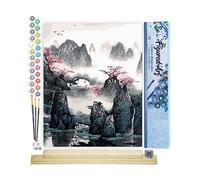 Figured'Art Peinture par Numéro Adulte Paysage de Chine - Activité Manuelle Kit de Loisir Créatif DIY Numéro d'Art Complet - 40x50cm avec châssis en bois à monter