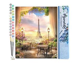 Figured'Art Peinture par Numéro Adulte Paysage romantique de Paris - Activité Manuelle Kit de Loisir Créatif DIY Numéro d'Art Complet - 40x50cm sans châssis en bois