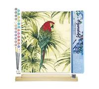 Figured'Art Peinture par Numéro Adulte Perroquet et Plante Verte - Activité Manuelle Kit de Loisir Créatif DIY Numéro d'Art Complet - 40x50cm avec châssis en bois à monter