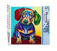 Figured'Art Peinture par Numéro Adulte Petit Chien coloré - Activité Manuelle Kit de Loisir Créatif DIY Numéro d'Art Complet - 40x50cm sans châssis en bois