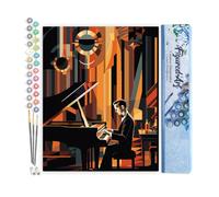 Figured'Art Peinture par Numéro Adulte Pianiste Art Déco - Activité Manuelle Kit de Loisir Créatif DIY Numéro d'Art Complet - 40x50cm sans châssis en bois