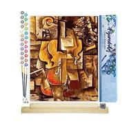Figured'Art Peinture par Numéro Adulte Picasso Violon et Raisins - Activité Manuelle Kit de Loisir Créatif DIY Numéro d'Art Complet - 40x50cm avec châssis en bois à monter
