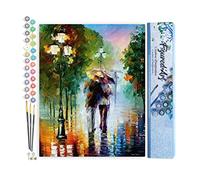 Figured'Art Peinture par Numéro Adulte Pluie romantique - Activité Manuelle Kit de Loisir Créatif DIY Numéro d'Art Complet - 40x50cm sans châssis en bois