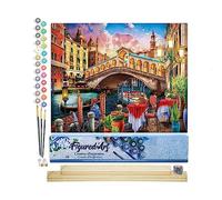 Figured'Art Peinture par Numéro Adulte Pont du Rialto - Activité Manuelle Kit de Loisir Créatif DIY Numéro d'Art Complet - 40x50cm avec châssis en bois à monter
