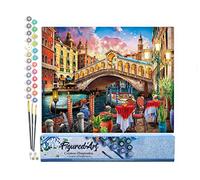 Figured'Art Peinture par Numéro Adulte Pont du rialto - Activité Manuelle Kit de Loisir Créatif DIY Numéro d'Art Complet - 40x50cm sans châssis en bois